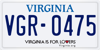 VA license plate VGR0475