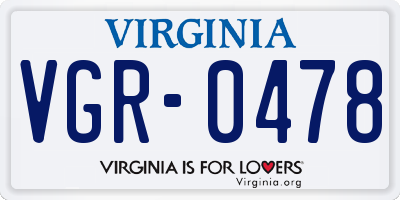 VA license plate VGR0478