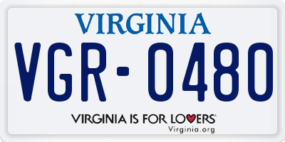 VA license plate VGR0480