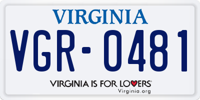 VA license plate VGR0481