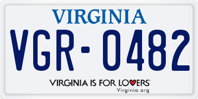 VA license plate VGR0482