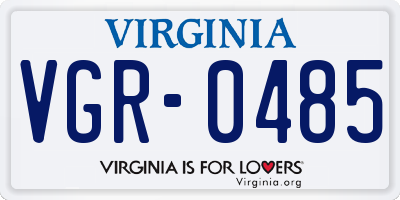 VA license plate VGR0485