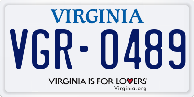 VA license plate VGR0489