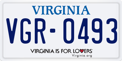 VA license plate VGR0493