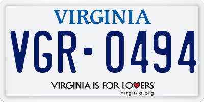 VA license plate VGR0494