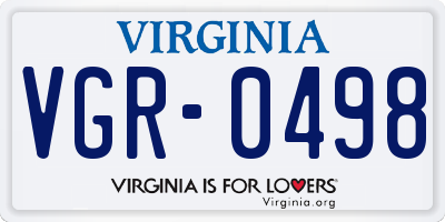 VA license plate VGR0498