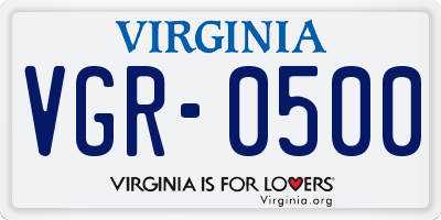 VA license plate VGR0500
