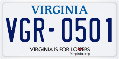 VA license plate VGR0501