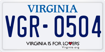 VA license plate VGR0504