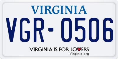 VA license plate VGR0506