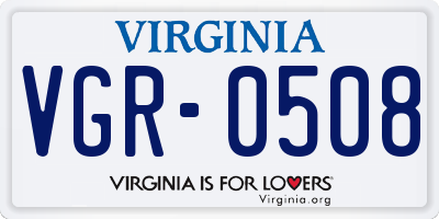 VA license plate VGR0508