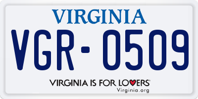 VA license plate VGR0509