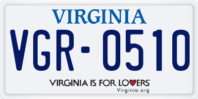 VA license plate VGR0510