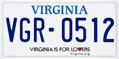 VA license plate VGR0512