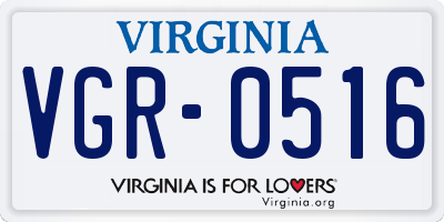 VA license plate VGR0516
