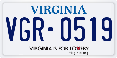 VA license plate VGR0519