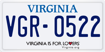 VA license plate VGR0522