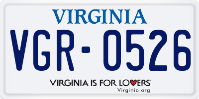 VA license plate VGR0526