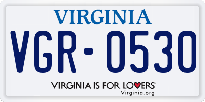 VA license plate VGR0530