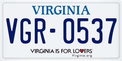 VA license plate VGR0537
