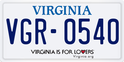 VA license plate VGR0540