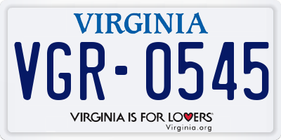 VA license plate VGR0545