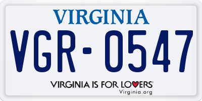 VA license plate VGR0547