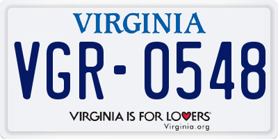 VA license plate VGR0548