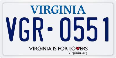 VA license plate VGR0551