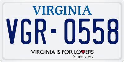 VA license plate VGR0558