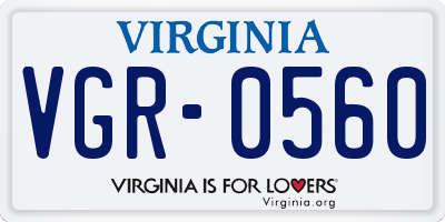 VA license plate VGR0560