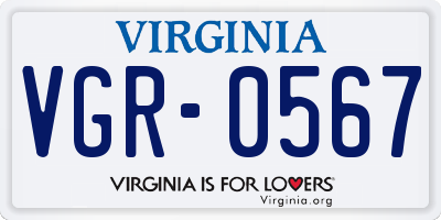 VA license plate VGR0567