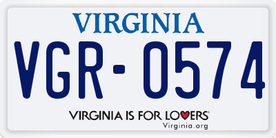 VA license plate VGR0574