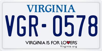 VA license plate VGR0578