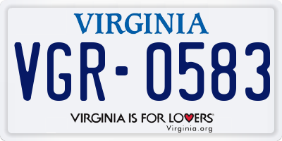 VA license plate VGR0583