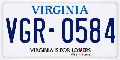VA license plate VGR0584