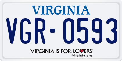 VA license plate VGR0593