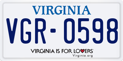 VA license plate VGR0598