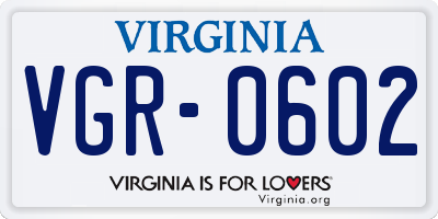 VA license plate VGR0602
