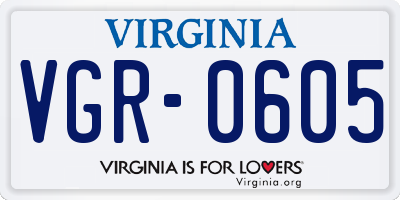 VA license plate VGR0605