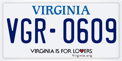 VA license plate VGR0609