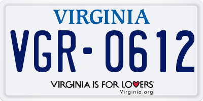 VA license plate VGR0612