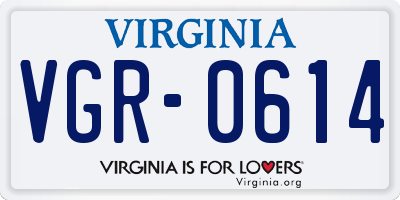 VA license plate VGR0614