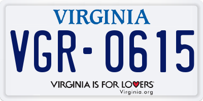 VA license plate VGR0615