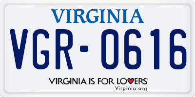 VA license plate VGR0616