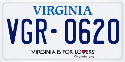 VA license plate VGR0620