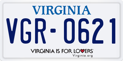 VA license plate VGR0621