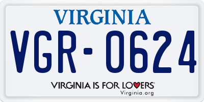 VA license plate VGR0624
