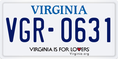 VA license plate VGR0631