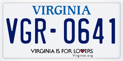 VA license plate VGR0641